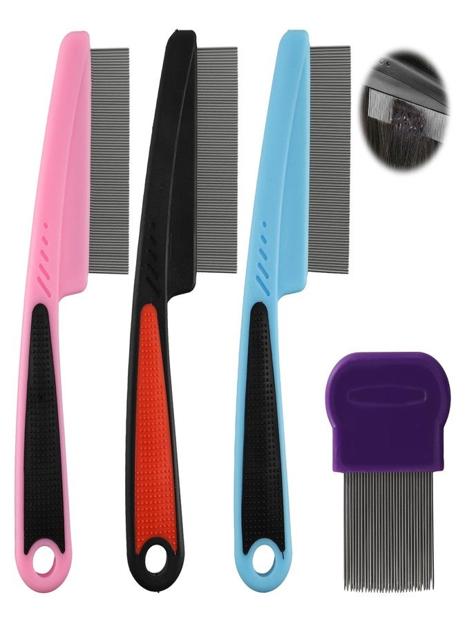 PKRFCJ 3 Pcs Dandruff Scalp Comb, Psoriasis Combs Removal for Women, Men, Children and Adults (Red Blue Pink) with 1 Dandruff Comb (Purple) - Image 1